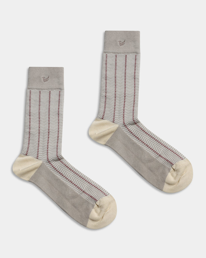 Mercerised Cotton Crew Length Socks Pack of 3 - Ash