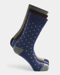 Mercerised Cotton Crew Length Socks Pack of 3 - Aster