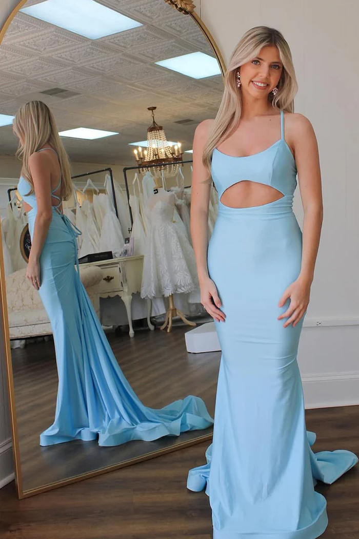 Mermaid Long Prom Dress with Hollow Out Sexy Backless Evening Party Gowns