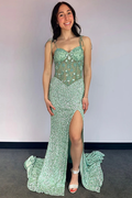 Mermaid Sweetheart Evening Dresses Long with Slit Backless Prom Gowns