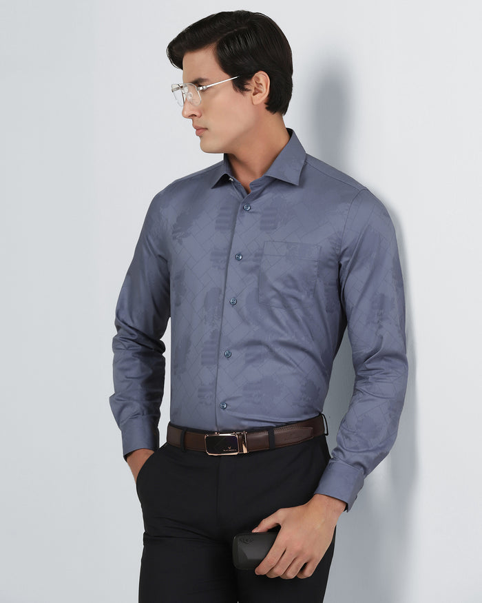 Mid Blue Jacquard Shirt - Ramen