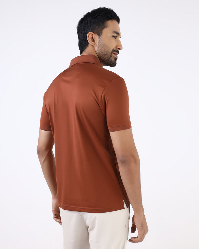 Mid Brown Luxe Textured Polo - Rickon