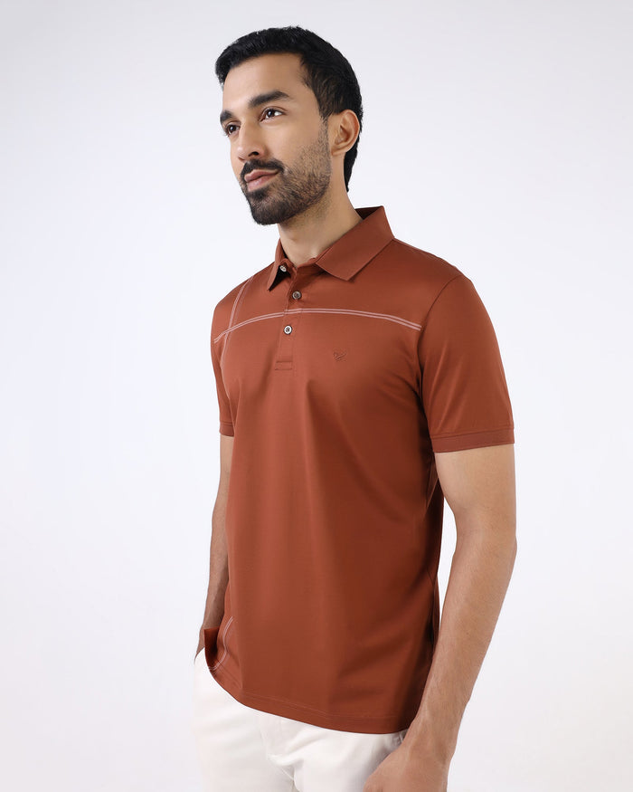 Mid Brown Luxe Textured Polo - Rickon