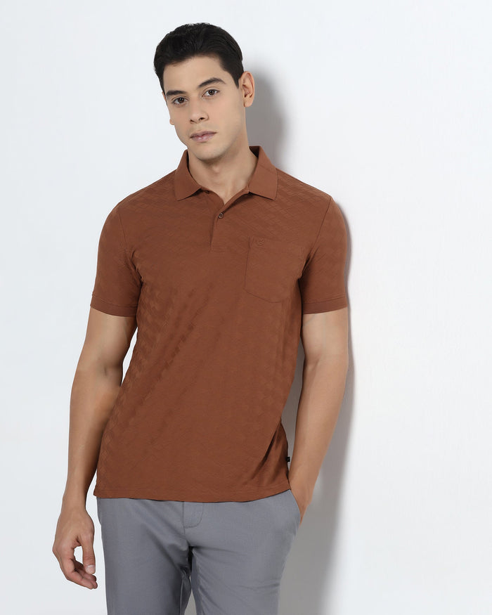 Mid Brown Textured Polo - Kim Chum