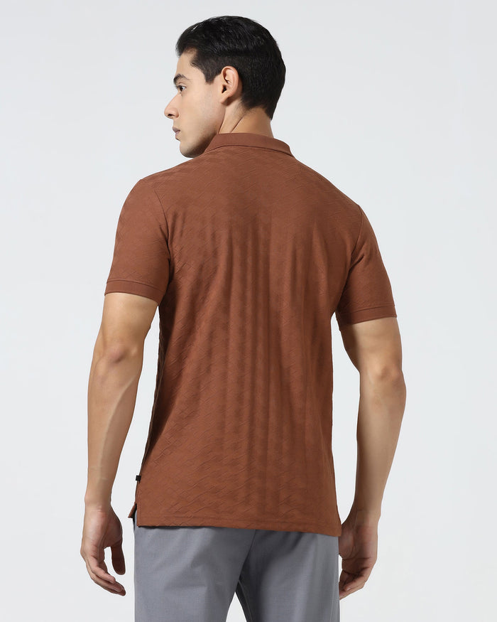 Mid Brown Textured Polo - Kim Chum
