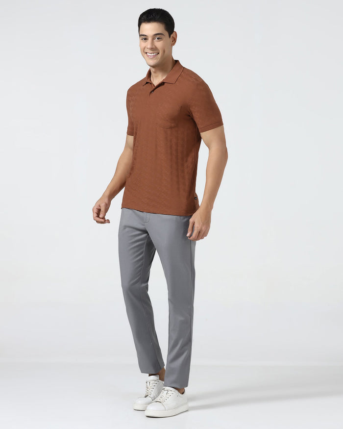Mid Brown Textured Polo - Kim Chum