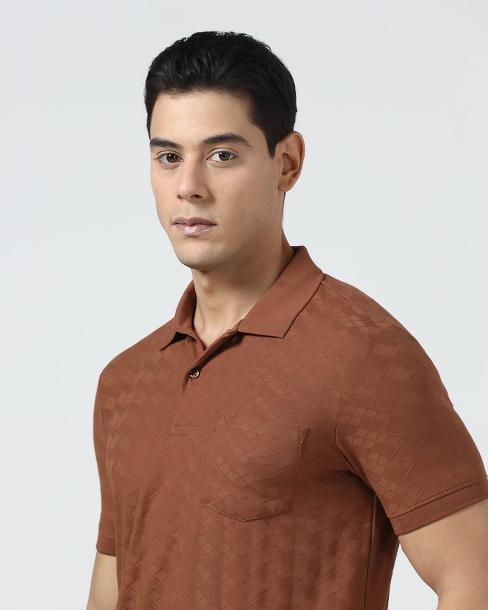 Mid Brown Textured Polo - Kim Chum