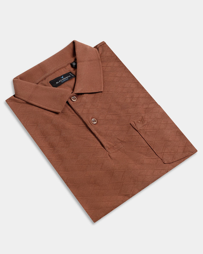Mid Brown Textured Polo - Kim Chum
