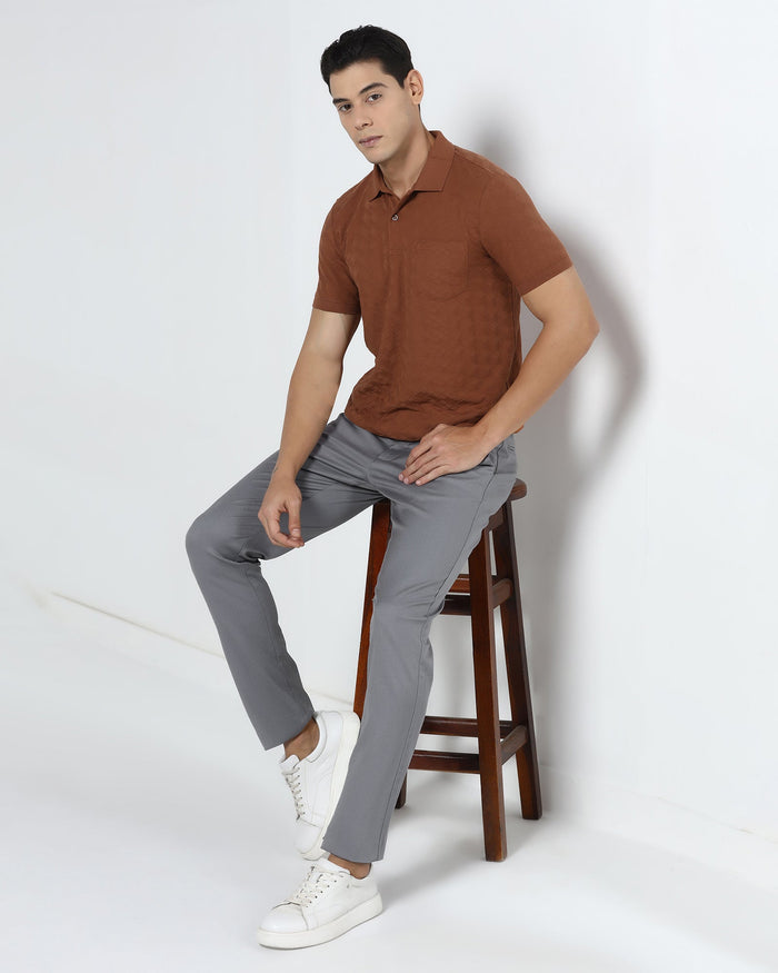 Mid Brown Textured Polo - Kim Chum