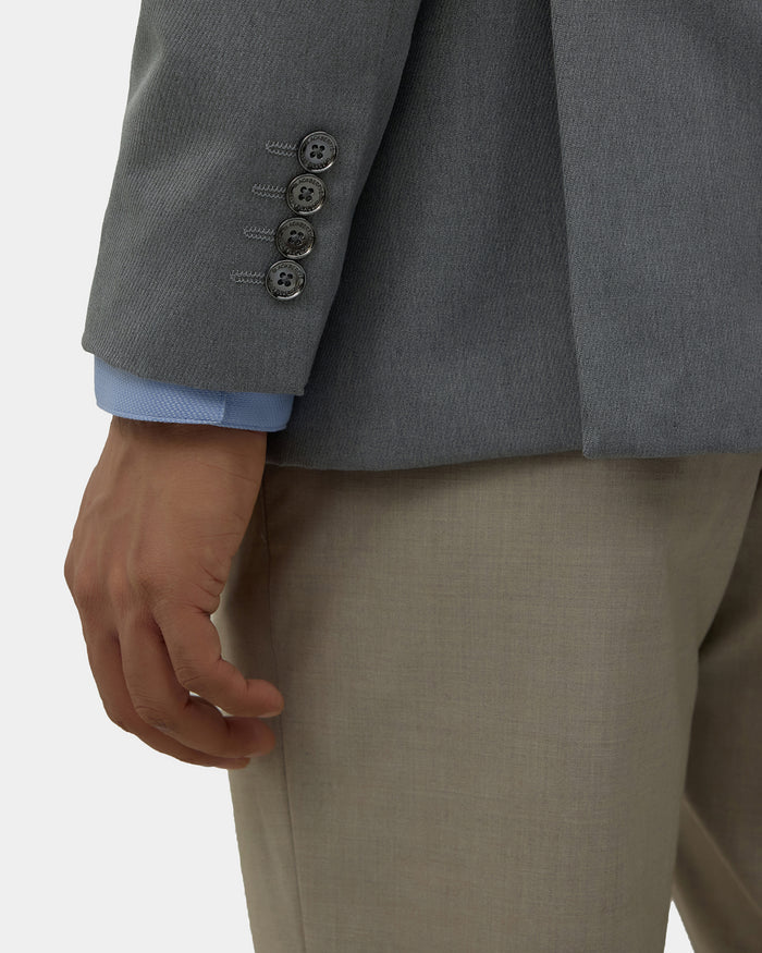 Mid Grey Solid Blazer - Ferado