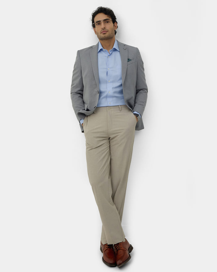 Mid Grey Solid Blazer - Ferado