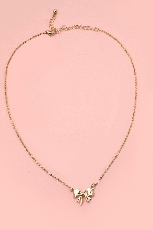 gold mini bow necklace
