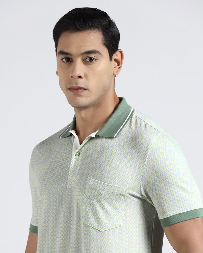 Mint Green Printed Polo - Mini
