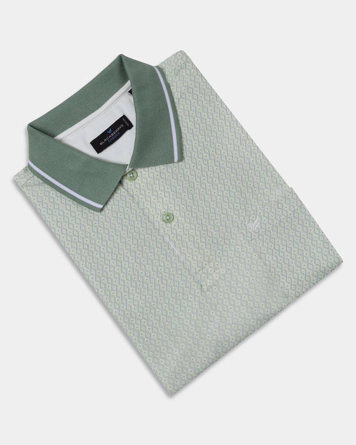 Mint Green Printed Polo - Mini