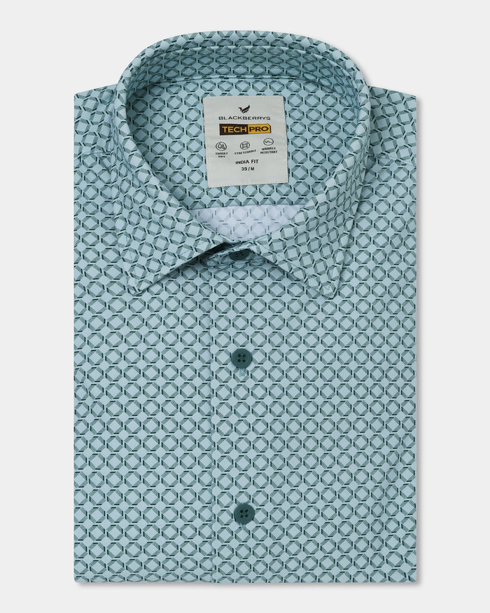 Mint TechPro Printed Shirt - Fossil