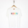 Missoni White and Multicoloured Logo Print Short Sleeve Cotton T-Shirt