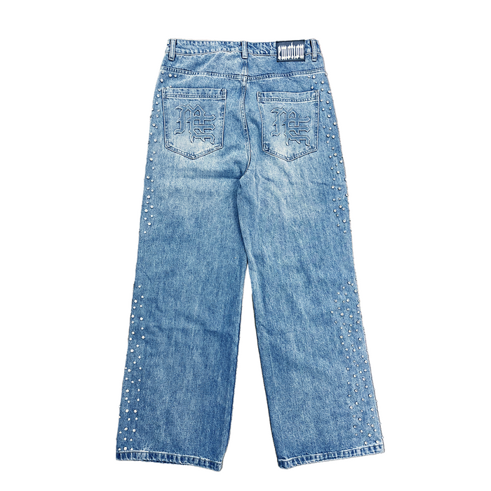 Mixed Emotion - Blue Stone Baggy Jeans - Clique Apparel