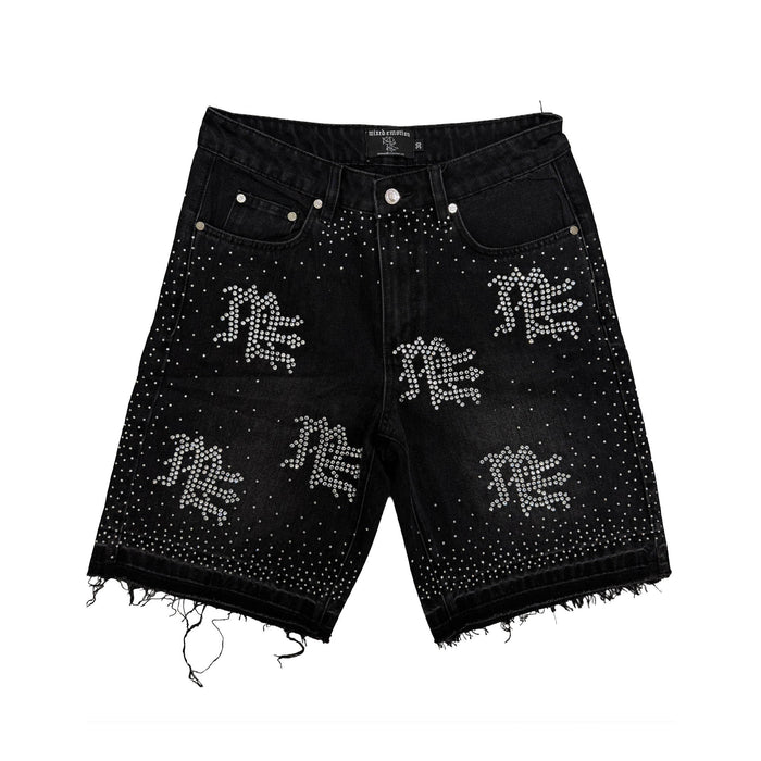Mixed Emotion - ME Rhinestone Shorts - Black - Clique Apparel