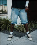 Mixed Emotion - ME Rhinestone Shorts - Blue - Clique Apparel