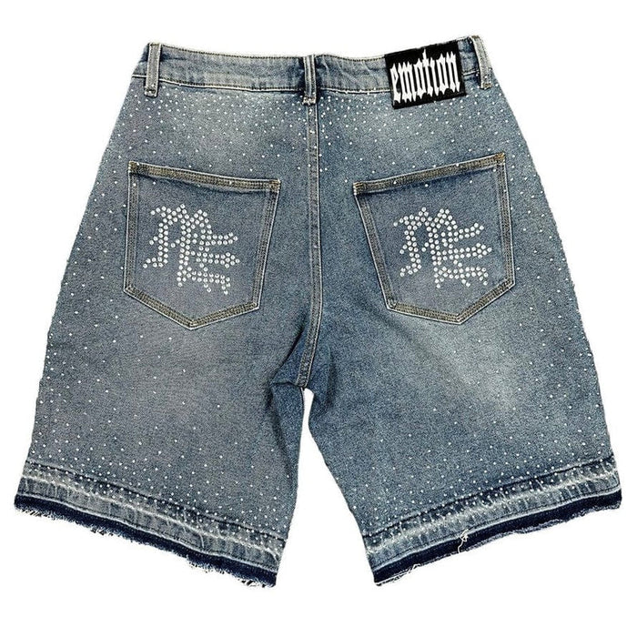 Mixed Emotion - ME Rhinestone Shorts - Blue - Clique Apparel