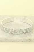 Multi-Line Crystal Rhinestone Pave Cuff Bracelet