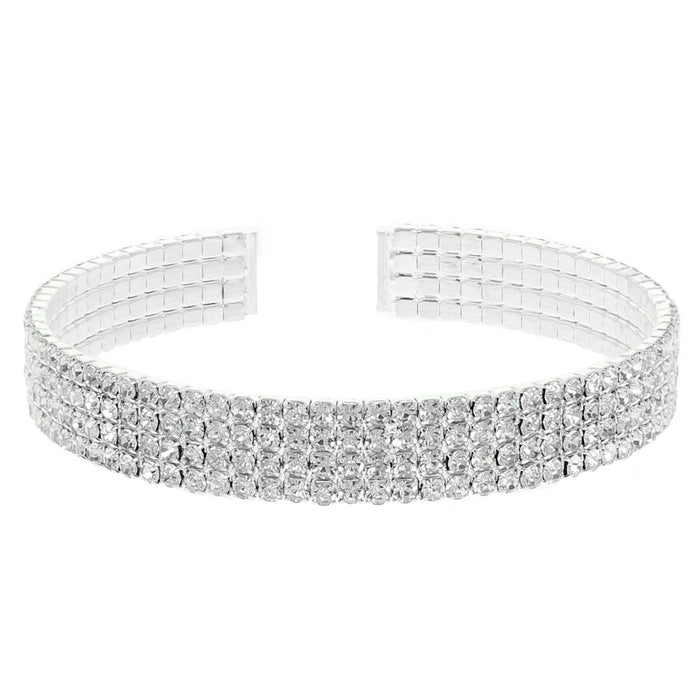 Multi-Line Crystal Rhinestone Pave Cuff Bracelet