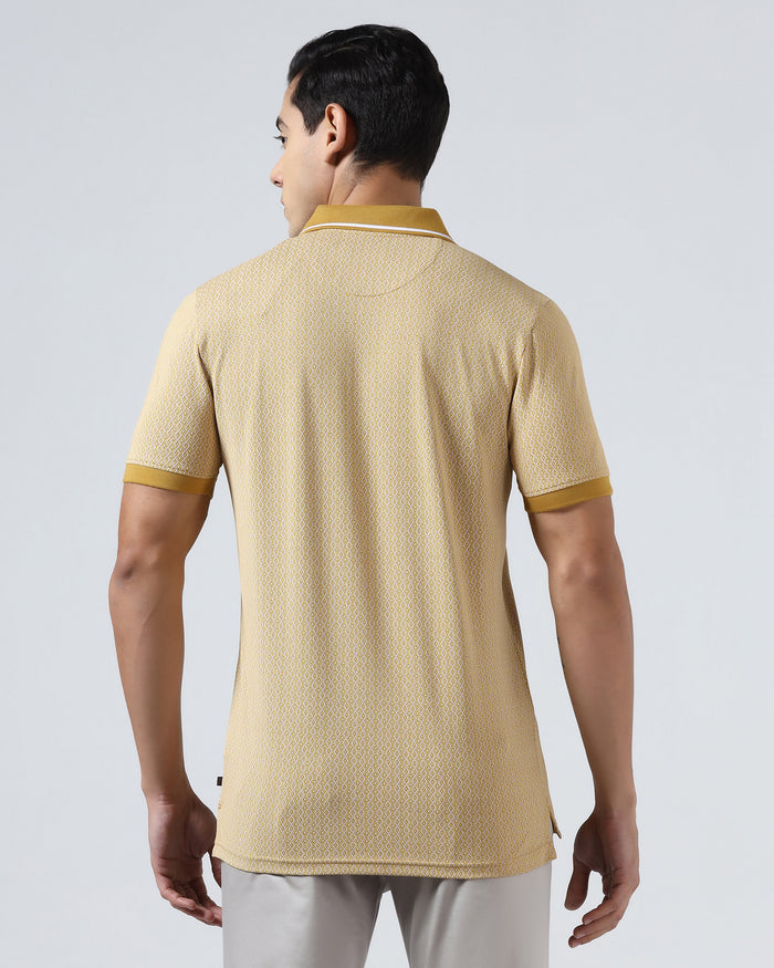Mustard Yellow Printed Polo - Mini