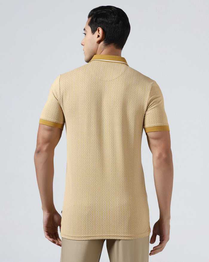 Mustard Yellow Printed Polo - Mini