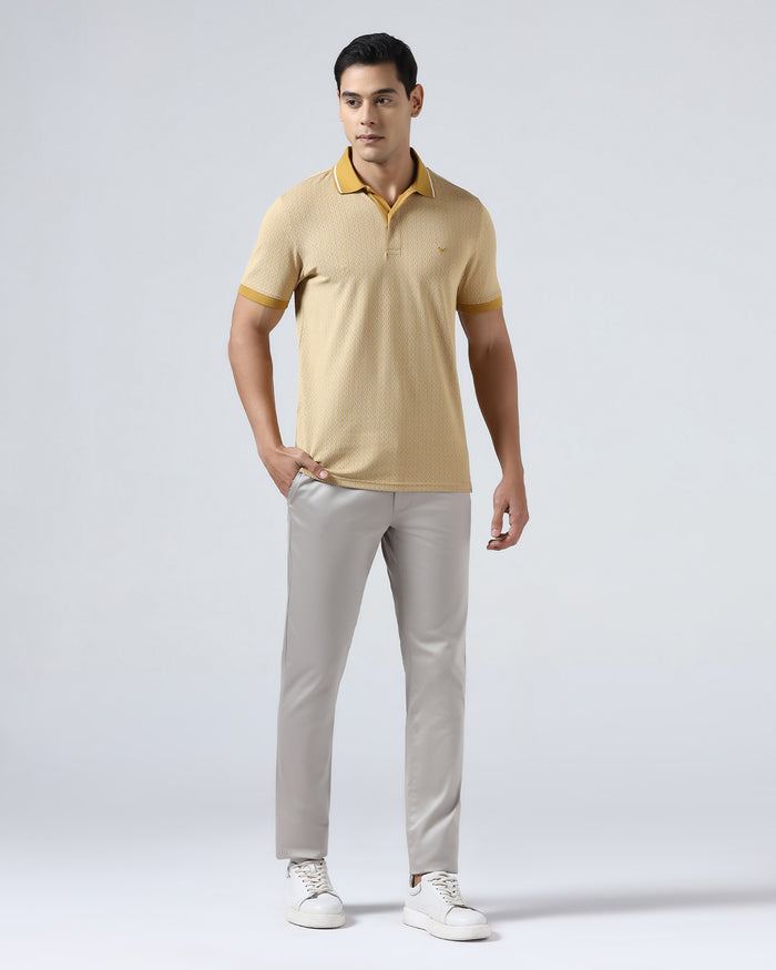 Mustard Yellow Printed Polo - Mini