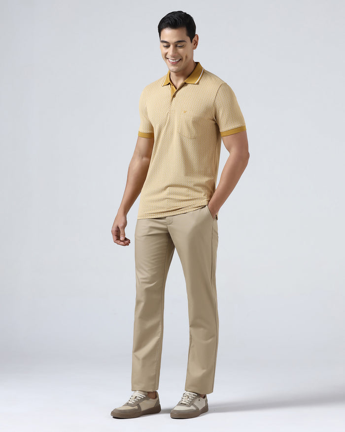 Mustard Yellow Printed Polo - Mini