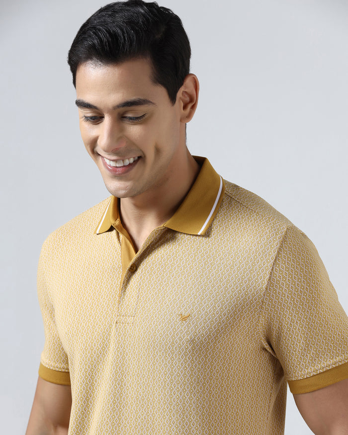 Mustard Yellow Printed Polo - Mini