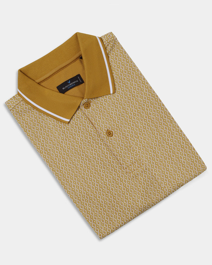 Mustard Yellow Printed Polo - Mini
