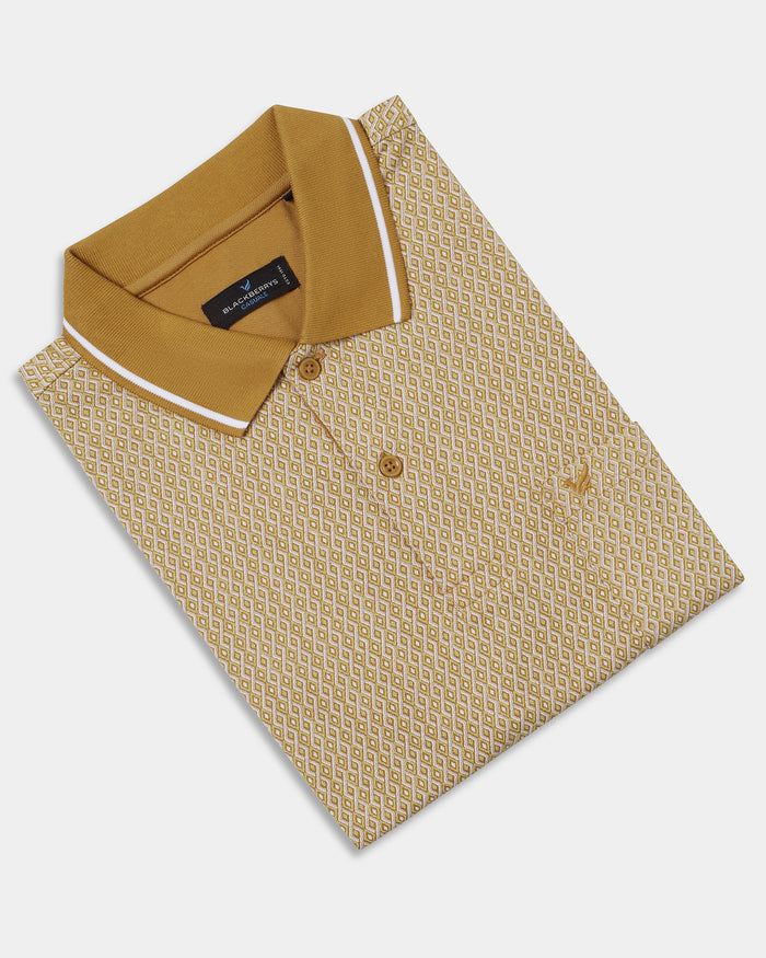 Mustard Yellow Printed Polo - Mini