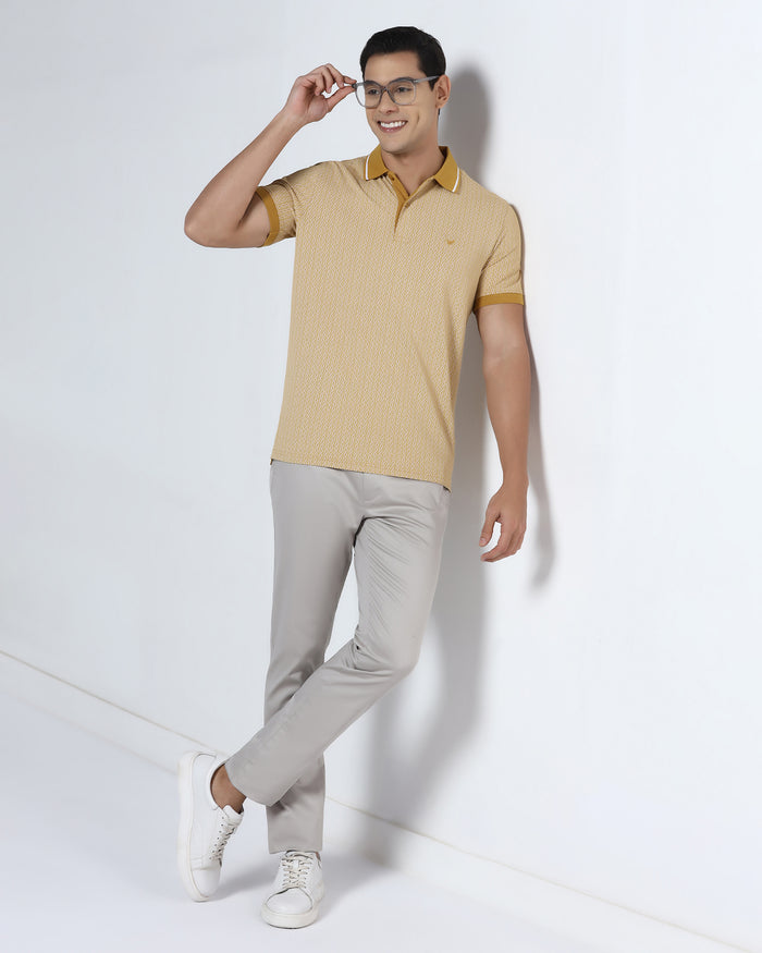 Mustard Yellow Printed Polo - Mini