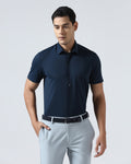 Navy Half Sleeve TechPro Textured Shirt - Henry
