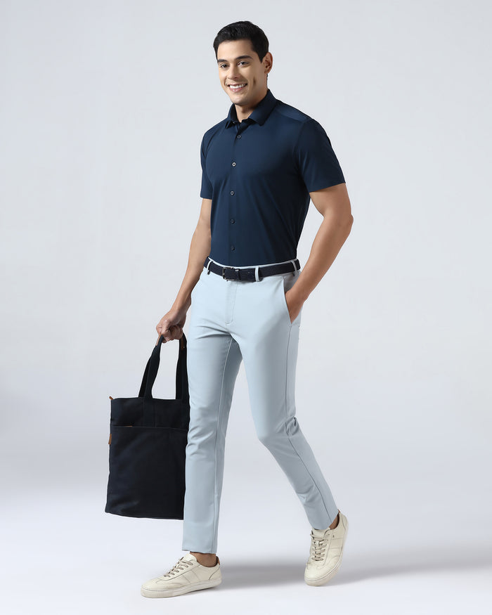 Navy Half Sleeve TechPro Textured Shirt - Henry