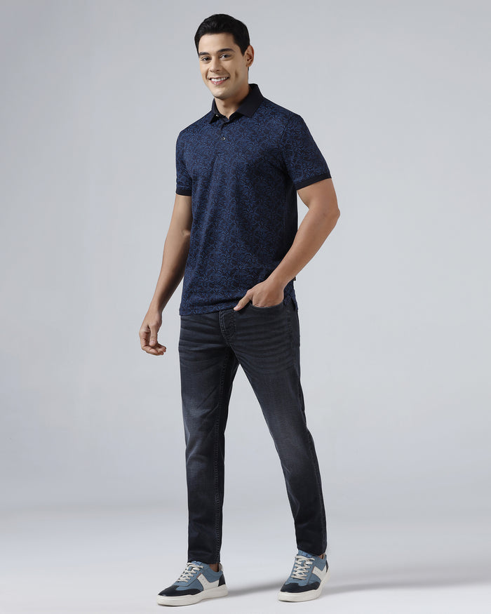 Navy Printed Polo - Dane