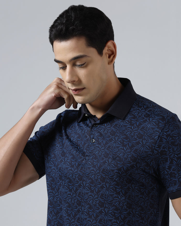 Navy Printed Polo - Dane