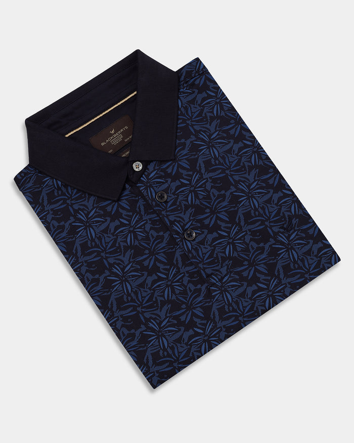 Navy Printed Polo - Dane