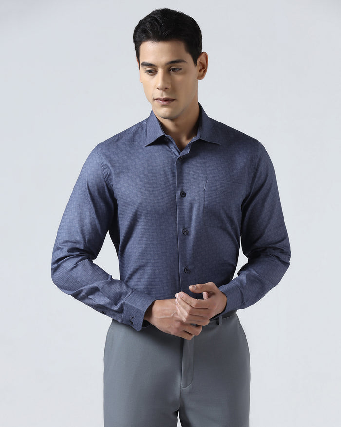 Navy Printed Shirt - Dunzo