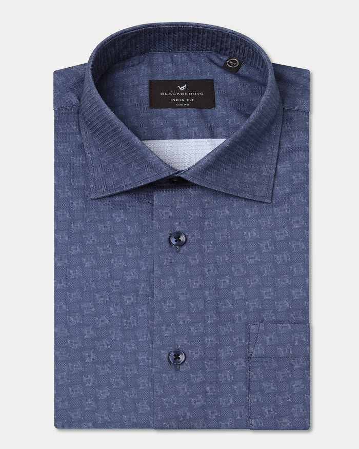 Navy Printed Shirt - Dunzo
