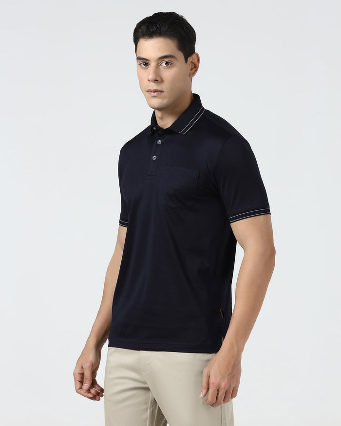 Navy Solid Polo - Ram
