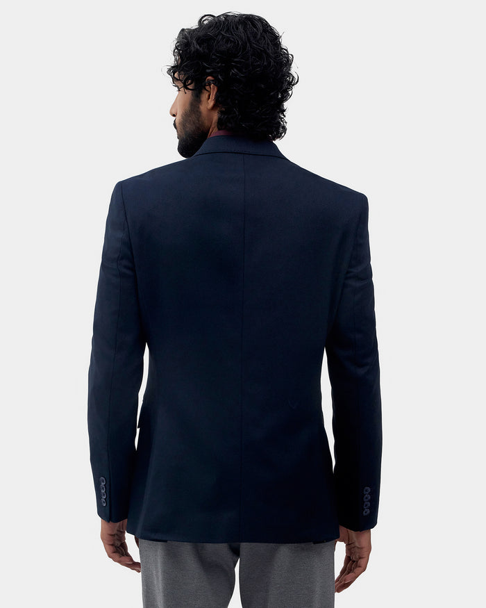 Navy Textured Blazer - Kefo