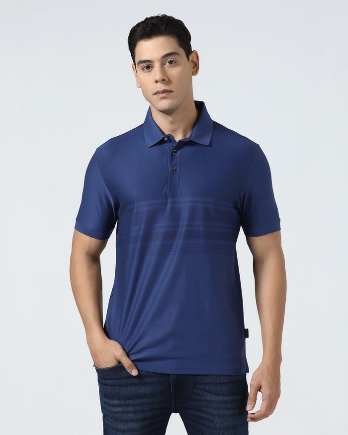 Navy Textured Polo - Peek