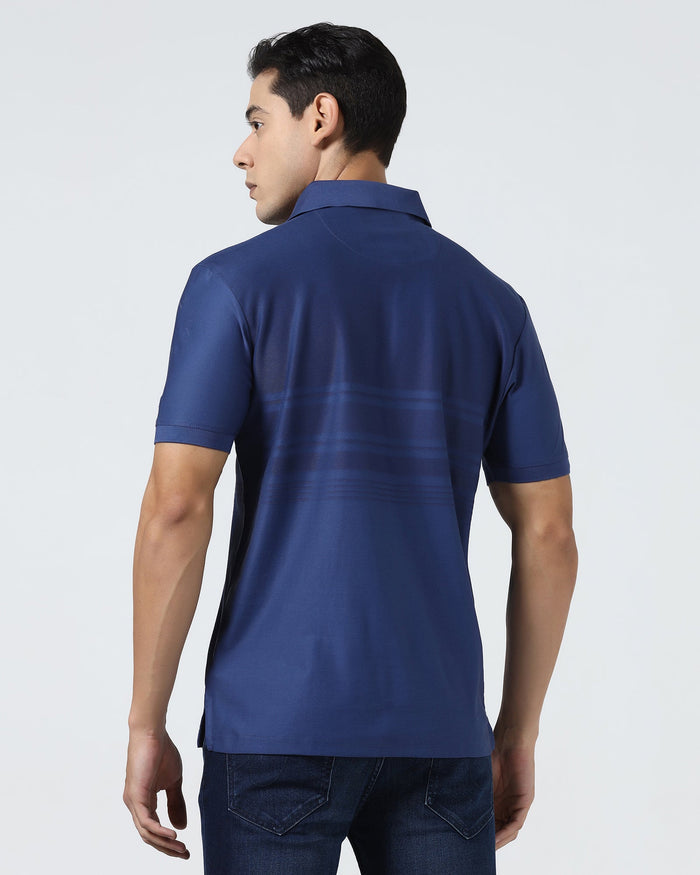 Navy Textured Polo - Peek