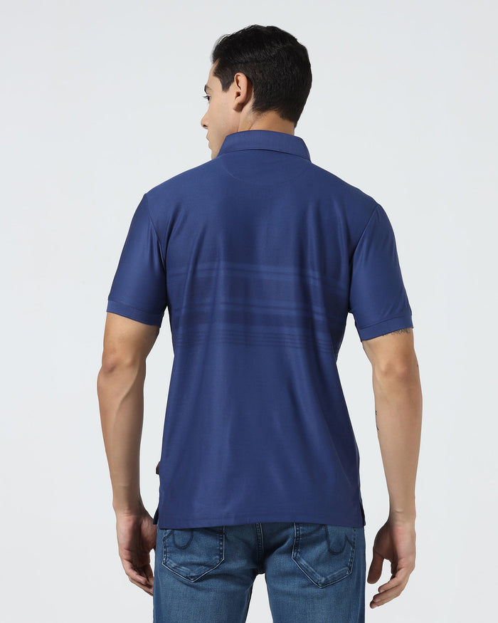 Navy Textured Polo - Peek