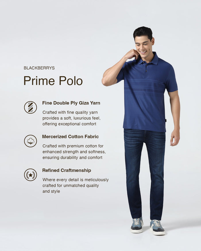 Navy Textured Polo - Peek