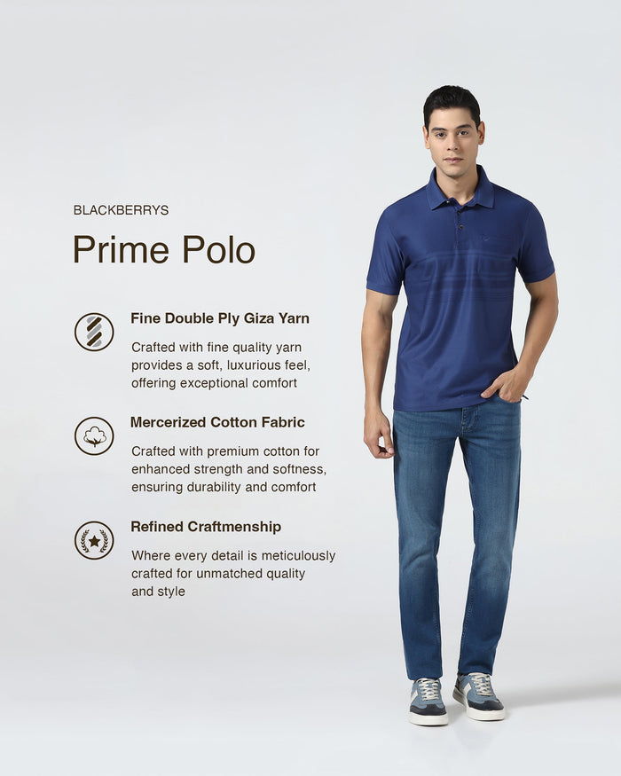 Navy Textured Polo - Peek