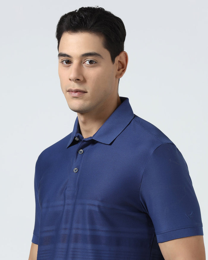Navy Textured Polo - Peek
