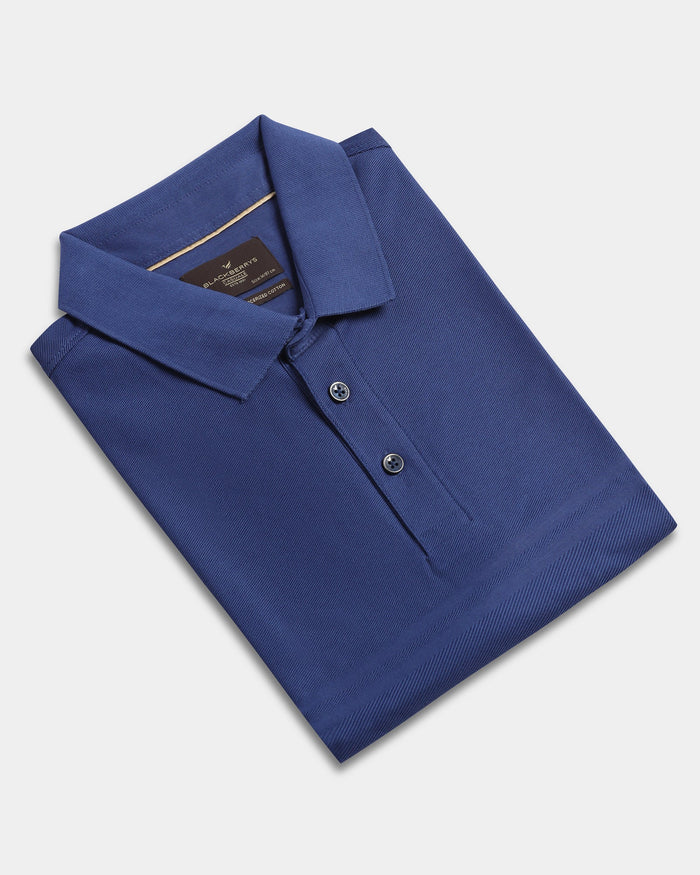 Navy Textured Polo - Peek